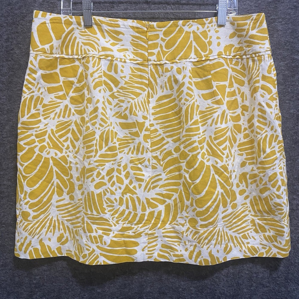 Ann Taylor LOFT Skirt Womens 14 Yellow A Line Linen Blend Beach Vacation Coastal - Picture 3 of 8